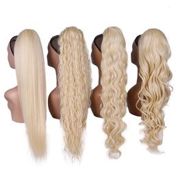 Human Hair Capless s Blonde Synthetic tail Long Wavy Braided Hairpiece On Clip Ombre Black Brown Tail For Women 231025