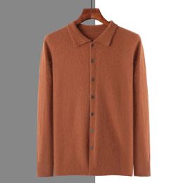 MVLYFLRT 2023 Autumn Winter New Men's Clothing Cardigan 100% Mink Cashmere Knitted Sweater Jumper Polo Shirt Jeans