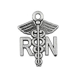 Caduceus RN Charm Registered Nurse Pendant Medical Bracelet Findings 20pcs291v