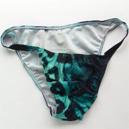Mens String Bikini Fashional Panties G3774 Front Pouch Moderate Back Tiger Fur Prints swimsuit fabric underwear2410