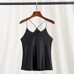 Women's Tanks Fashionable U-Neck Thin Camisole Silk Simple Black Sexy Self-Cultivation All-Match Base Can Be Put On Top