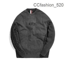 Kith Hoodie Defans Autumn and Winter Kith Batik Washed Sweater Round Neck Pullover Men Hoodies Thickened Warm R2FZ