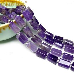 Loose Gemstones Fine Natural Stone Purple Amethyst Faceted Cylinder Gemstone Spacer Beads For Jewelry Making DIY Bracelet Accessories