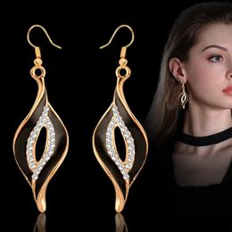 Charm SINLEERY Charm White Black Enamel Earrings For Women Gold Colour Leaf Drop Earrings Female Fashion Jewellery ES524 231025