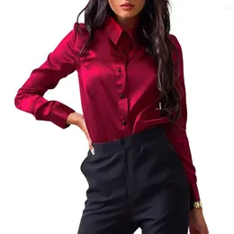 Women's Blouses Summer Fall Blouse Long Sleeves Single-breasted Mid Length Anti-iron Women Spring Shirt Match Pants