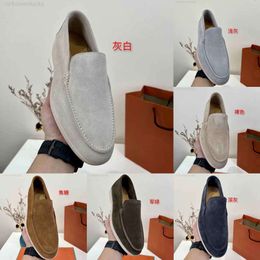 Loro walk pianas shoes Luxury summer LP loafer men casual dress shoes suede leather handmade sneaker slip on light and comforal outdoor walking flats 3846Box and hand