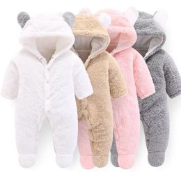 Rompers Footed born Baby Rompers Fall Winter Warm Coral Fleece Baby Costume Infant Bebe Kids Sleepwear Overall Baby jumpsuits 231025