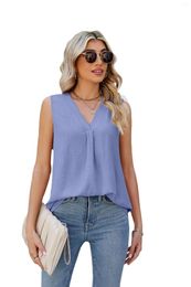 Women's Blouses Summer Chiffon Woman Shirt Sleeveless European Style V-neck Loose Blouse Women Tops