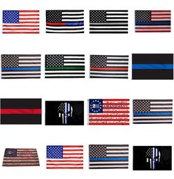 90150cm BlueLine USA Police Flags 2nd Amendment Vintage American Flag Polyester Thin Blue Line USA Flag CYZ2820 Sea 3538735