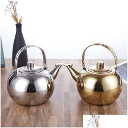 Water Bottles 0.9L Stainless Steel Teapot Coffee Pot Kettle With Tea Leaf Infuser Filter Maker Kung Fu Set Qw9609 Drop Delivery Home G Dhfmc