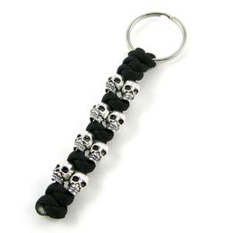 Skull Paracord Keychain - Black army green Snake Knot Skull Paracord Key Chain- Key Chain208N