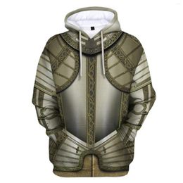 Men's Hoodies Knight Armour 3D Printed Pattern Hooded Sweatshirt Coat Men Women Fashion Vintage Y2K Clothing Hoodie Pullover