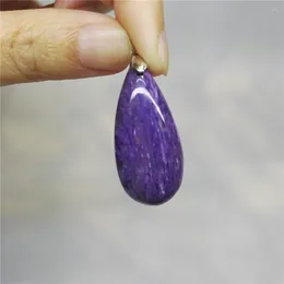 Pendant Necklaces Purple Charoite Natural Stone For Jewery Making Necklace Charms Suspension Crystal Water Drop 37 17 10mm