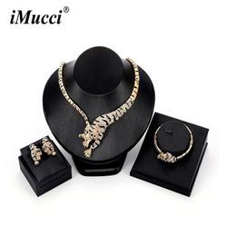 iMucci Individuality New Women Golden Colour Tiger Shape Wild Style Jewellery Sets Necklace Earring Bracelet Party Accessories323a