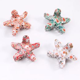 Christmas Hairpin Cute Cartoon Printed Acrylic Grab Clip Hairpin Hair Accessories Holiday Decorative Headdresses