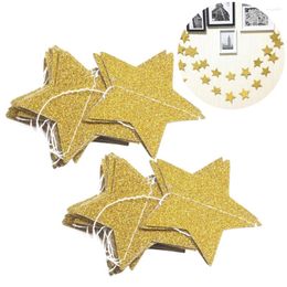 Decorative Flowers 2pcs 2M Gold Star Garland Golden Christmas Galaxy Paper Banner Little For Wedding Party Baby Shower