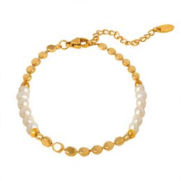 Europe and the United States exquisite simple fashion jewelry temperament bright face copper fresh water pearl bracelet bracelet female wholesale