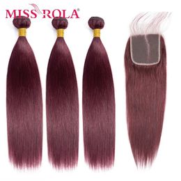 Lace s Miss Rola Hair Peruvian Straight Human Weaving With Clres 3 Bundles 44 Clre 27 99J BUG 30 Remy 231025