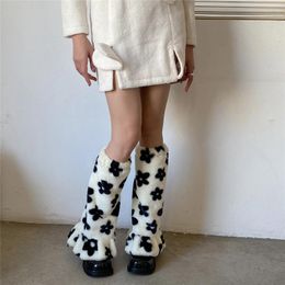 Women Socks Ruffle 2023 Fashion Flower/ Cow/ Zebra Stripe/ Leopard Print Loose Boot For Girls