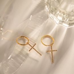 Dangle Earrings 1 Pair Girl Steel Earring Elegant Crossed Pendant Crystal Exquisite Jewellery For Party Daily Travelling