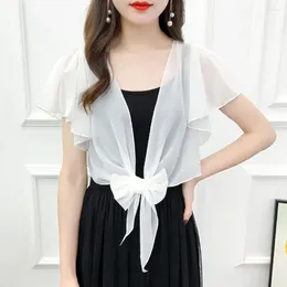 Women's Blouses Trendy Sunscreen Coat Open Stitch Chiffon Shawl Comfortable Elegant Fashion Outdoor Thin Jacket Perspective