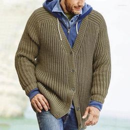 Men's Sweaters Fall Winter Fashion Mens Sweatercoat Knitting Long Sleeve Buttoned V Neck Sweater Jacket Vintage Solid Colour Crochet Knit