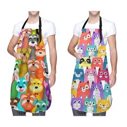 Aprons Cute Dog Pets Grooming Apron with 2 Pockets Adjustable Waterproof Bib Animals Cooking Kitchen Unisex 28"x33" 231026