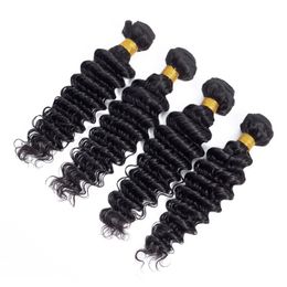 Brazilian Virgin Hair Wholesale Deep Wave 3 Bundles With 4X4 Lace Closure With Baby Hair Extensions 8-28inch Human Hair Bundles With Closure
