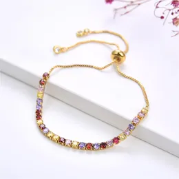 Link Bracelets High Quality Multicolor Square Cube Crystal Bracelet Alloy Hand Ornaments Accessories Fashion Jewelry Making Design Women