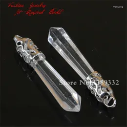 Pendant Necklaces 1Pc Natural Clear Crystal Quartz Long Wand Pendulum Powerful Healing Point Chakra Reiki 60mmX10mm