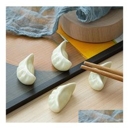 Chopsticks 100Pcs Ceramic Crafts Chopstick Rest Shelf Support Household Kitchen Tableware Simation Dumplings Holder Stand Sn4023 Drop Dhxi3