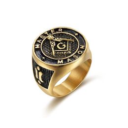 Unique design 316L stainless steel gold mason masonic master ring master mason signet rings jewelry for men198L