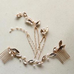 Hair Clips Wedding Accessories Freshwater Pearl Head Piece Vintage Leaf Hairpin For Brides Bridesmaids Comb Pin Clip Bridal Jewelry