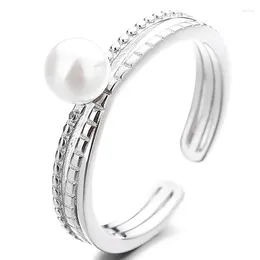 Cluster Rings TKJ 925 Sterling Silver Open Pearl Ring Fashion Jewelry Women Gift Free