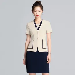 Work Dresses Summer Women Office Formal Skirts Suits Female Short Sleeve Business Workwear Lady Skirt Elegant Uniforms