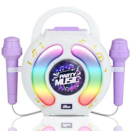 Learning Toys Kids Bluetooth Karaoke Machine with 2 Microphones Portable Lighting Effect Toys for Children Toddlers Christmas Boys Girls Gifts 231026