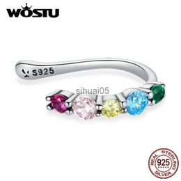 Stud WOSTU 2023 Studs Earrings 925 Sterling Silver Elf Ear Cuff Colourful Zircon For Women Fashion Jewellery FIE1250 YQ231026