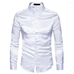 Men's Dress Shirts Slim Shirt For Men Collared Satin Luxury Perfect Any Occasion Durable And Comfortable All Season Wear