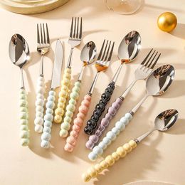 Dinnerware Sets Ceramic Pearl Handle Knife Fork Spoon High Appearance Level Dinner Soup Western Steak With Hand Salute