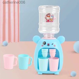 Kitchens Play Food Mini Children Dual Water Dispenser Toy with Cute Pink Blue Cold/Warm Water Juice Milk Drinking Fountain Simulation Kitchen ToysL231027
