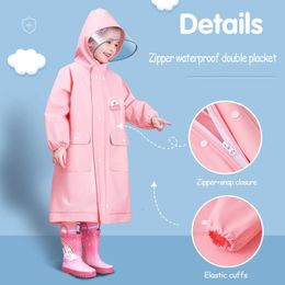 Rain Wear EVA Children's Raincoat Non Disposable With Schoolbag Position School Poncho Boys And Girls Cartoon Baby 231025