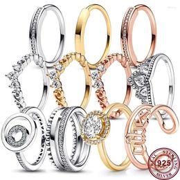 Cluster Rings 925 Silver Signature Series Logo Crown Women's Ring Suitable For Wedding High Quality Gift Fashion DIY Charm Jewelry