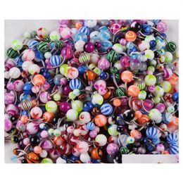 100Pcs Lot Body Jewellery Piercing Eyebrow Navel Belly Tongue Lip Bar Rings Colour E3Kvp186P