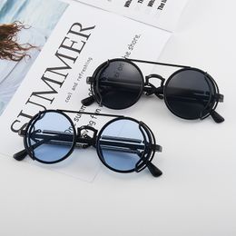 Fashion designer sunglassesPC Sunglasses Steampunk twin-spring leg glasses Retro trend round sunglasses