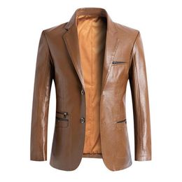 Brand Blazers Men Spring Autumn Slim Fit Suit Jackets Fashion Leather Blazer Jacket Oversize 7XL terno Masculino Men's Suits298S