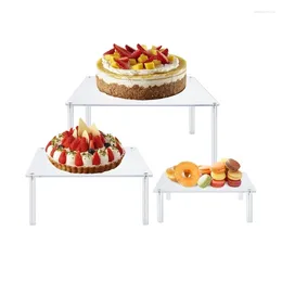 Kitchen Storage 3Pieces Round Risers For Dessert Bakery Stand Rack Clear Acrylic Jewellery Display Dropship