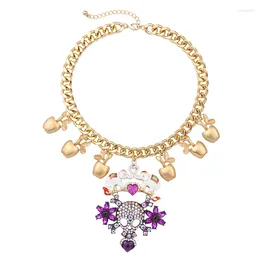 Pendant Necklaces Fashion Jewellery Luxury Chunky Statement Necklace Gold Colour Punk Charm Elephant Skull For Hallowmas