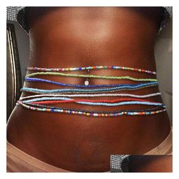 Belly Chains Boho Style Beads Waist Chain Elastic Colorf Beaded Bikini Summer Beach Body Jewelry For Women Girls Wholesale Price Drop Dh4Qv