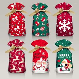 Christmas Decorations 50pcs Santa Gift Bag Candy Snowflake Crisp Drawstring Merry For Home Year 2023 Noel Presents