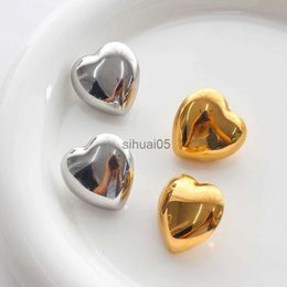 Stud Fashion Chunky Heart Earrings for Women Gold Plated Stainless Steel Thick Ear Studs Vintage Jewellery Party Gifts YQ231026